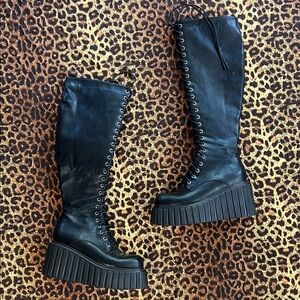 Platform lace up boots